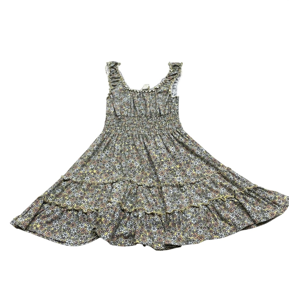 Floral Smocked Waist Womens Dress XL Multi Tiered Ruffle Boho Cottagecore